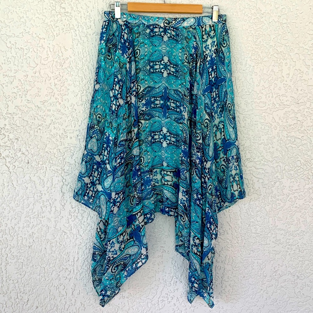 Doncaster collection 100% silk handkerchief hem stretchable waist skirt size 10
